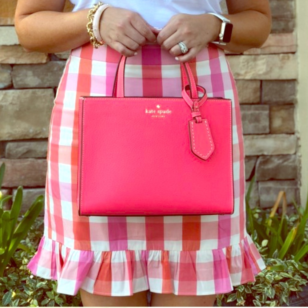J.Crew Factory Pink & Orange Ruffle Gingham Skirt